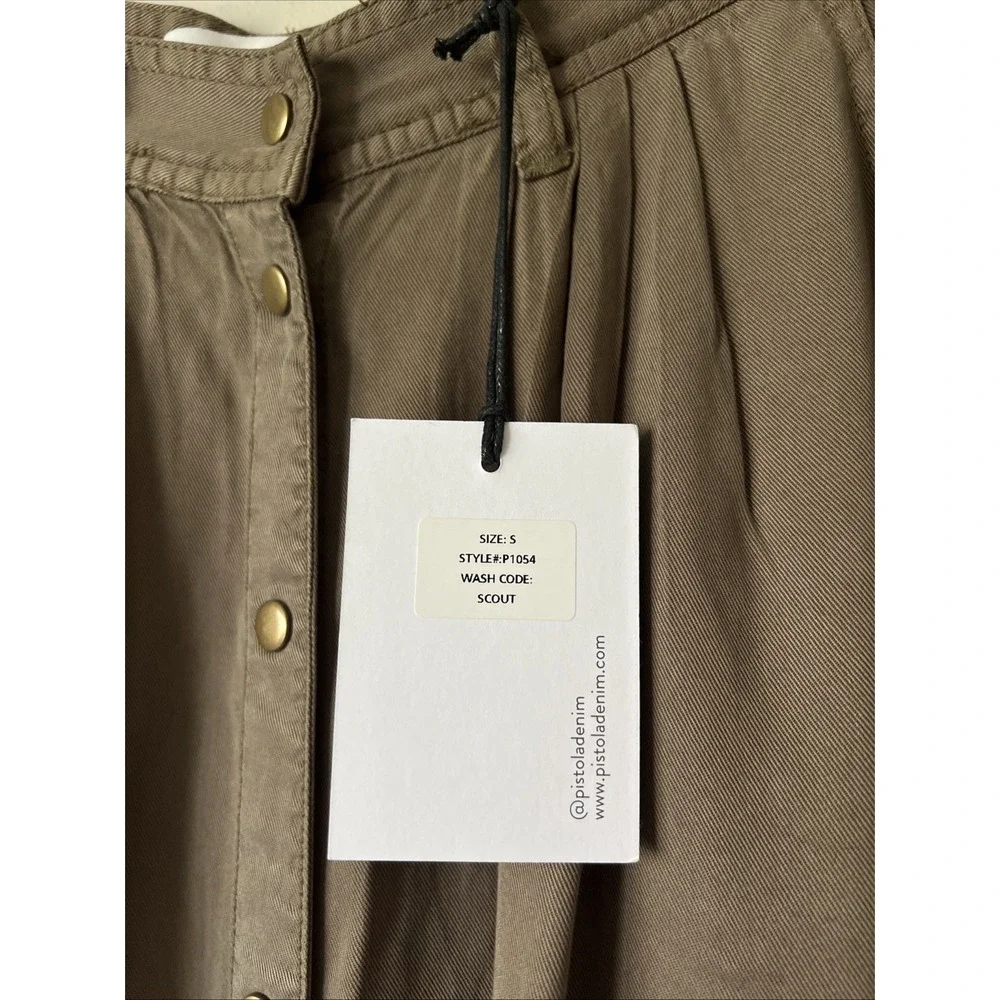 Pistola Maxi Skirt Button Front Womens Size S Olive Green High Waist Boho NEW